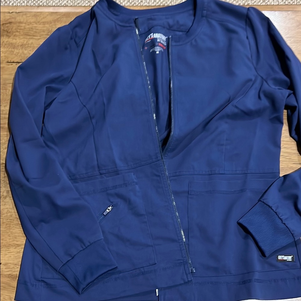Grey's Anatomy Navy Scrub Jacket with Full-Length Zipper